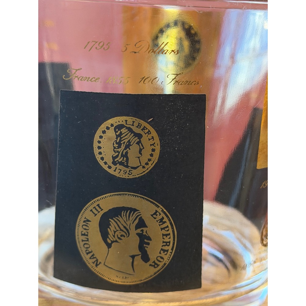 Cera Ambassador Gold Coin Ice Bucket and 4 Rocks Glasses MCM Barware Set - Picture 10 of 16